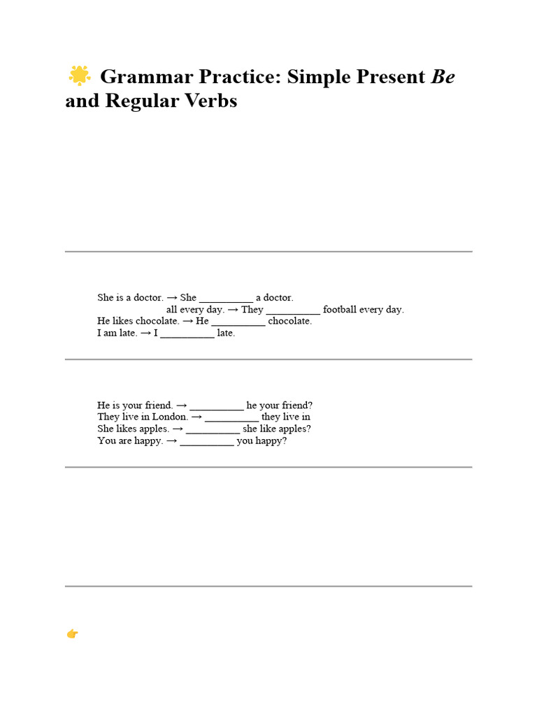 Simple Present & Past Verb Practice | PDF | Grammar | Linguistics