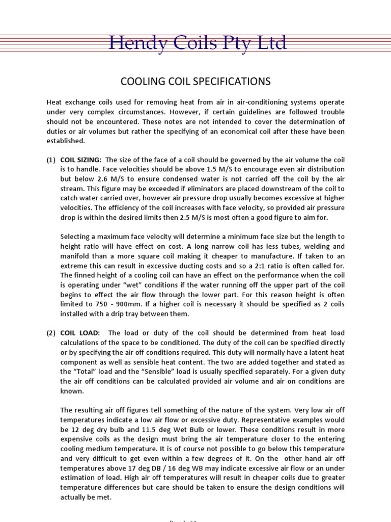 Cooling Coil Design (SI Units) PDF Air Conditioning Heat Exchanger