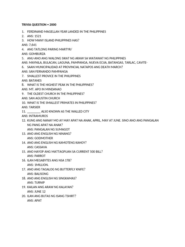Trivia Question1 | PDF