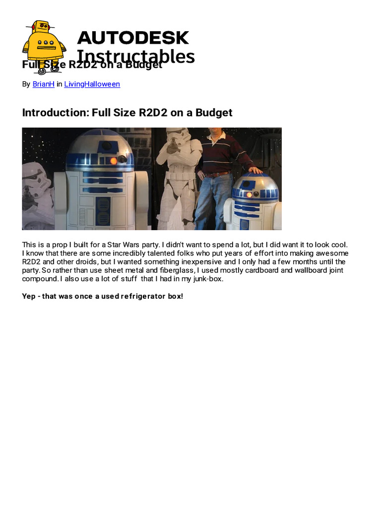 Budget-Friendly Full Size R2D2 Build Guide | PDF | Drywall | Materials