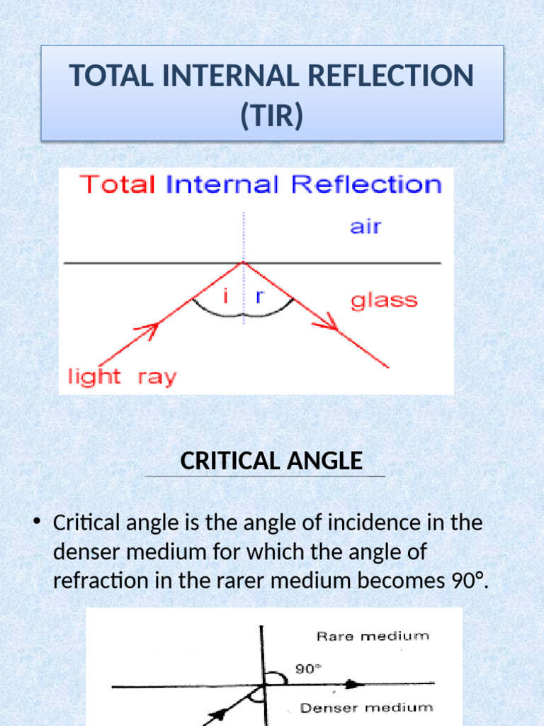 Critical Angle and Total Internal Reflection | PDF