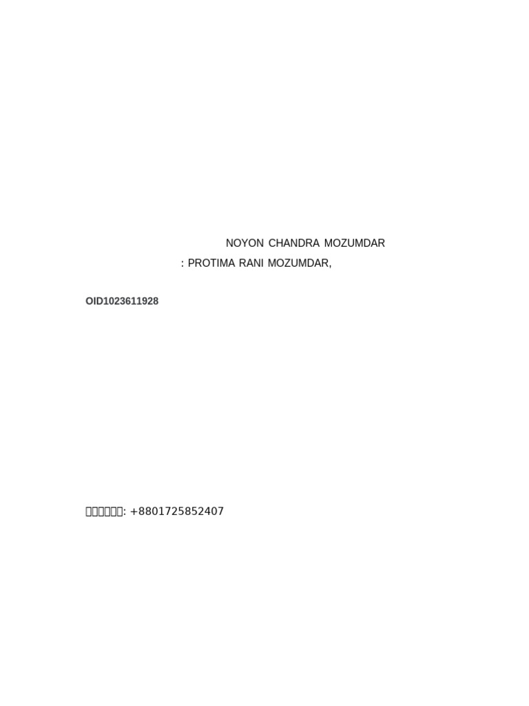 Noyon Chandra Mozumdar: Protima Rani Mozumdar | PDF