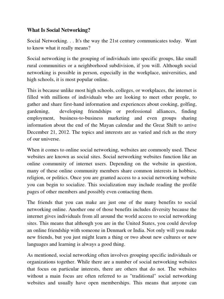 Understanding Social Networking Today | PDF | Social Networking Service ...