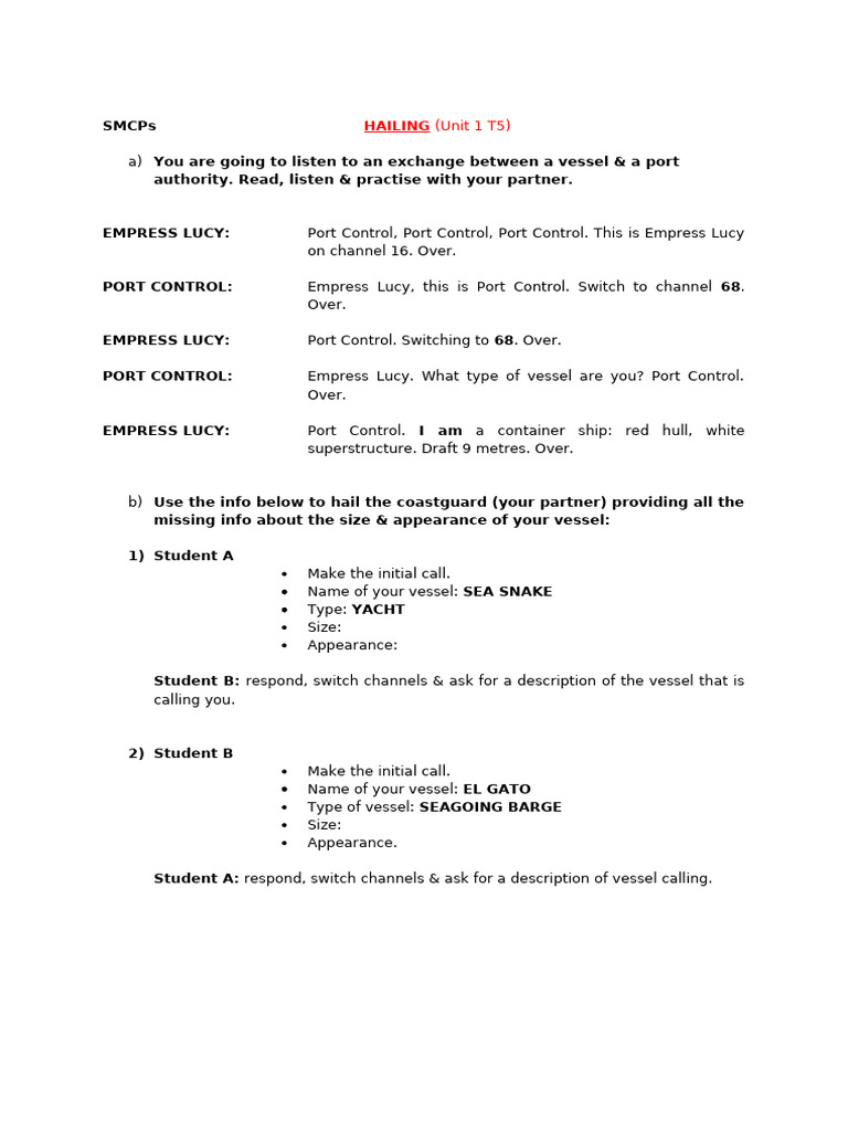Maritime Communication Practice Guide | PDF | Shipping | Water Transport