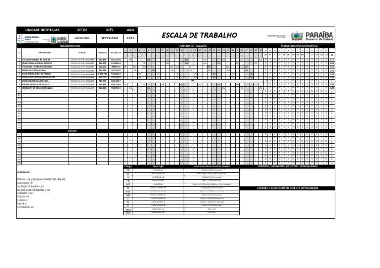 Escala de Trabalho para Enfermeiros | PDF
