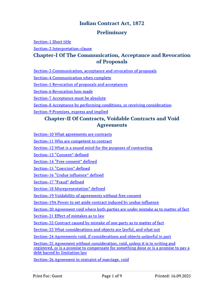 Indian Contract Act 1872 Overview | PDF | Guarantee | Law Of Agency