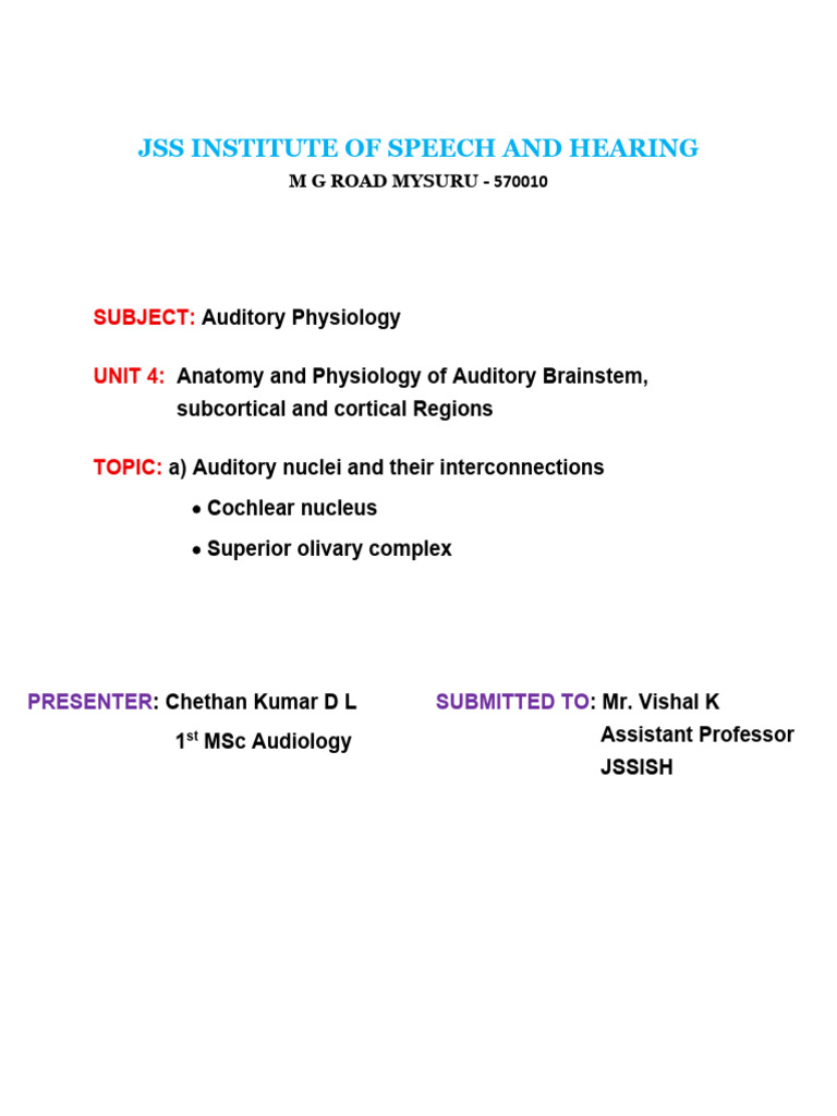 Auditory Physiology: Cochlear Nucleus Insights | PDF | Auditory System ...