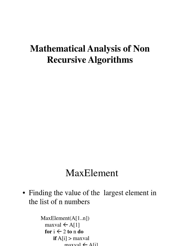 Analysis of Non-Recursive Algorithms | PDF | Teaching Methods & Materials