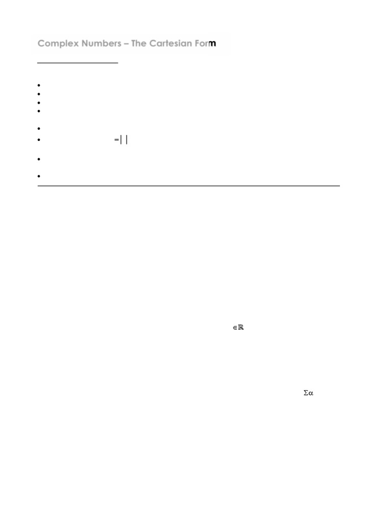 Year 5 Complex Numbers: Cartesian Form | PDF | Complex Number | Numbers