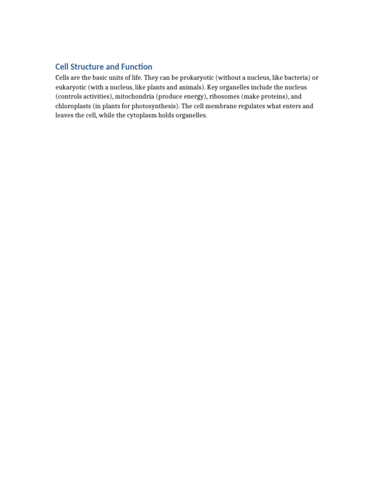 Understanding Cell Structure and Function | PDF