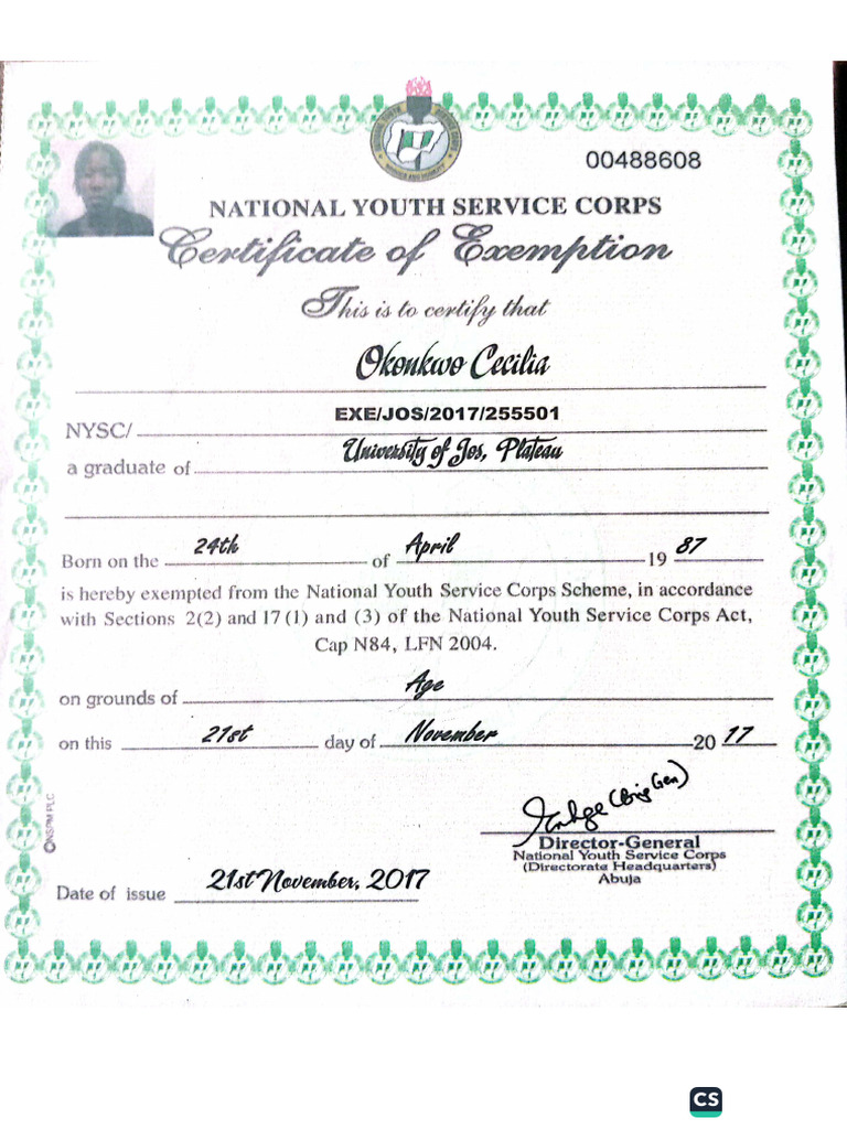 Cecilia Okonkwo Nysc | PDF