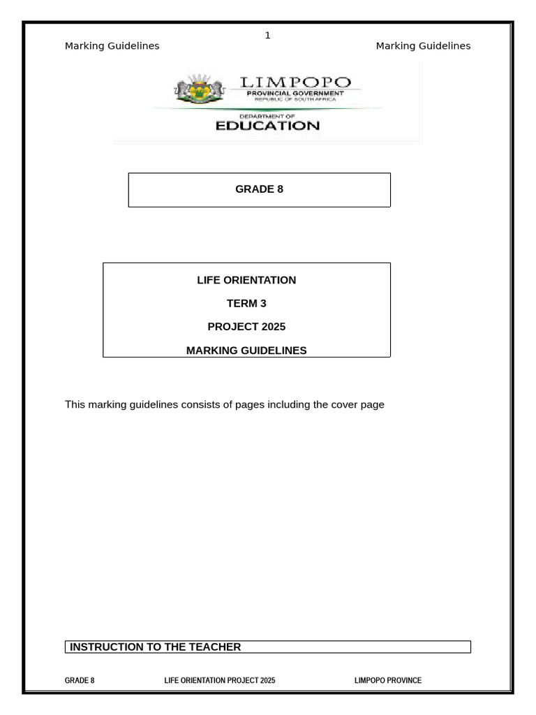 Grade 8 Life Orientation Project Guidelines | PDF | Recycling | Waste