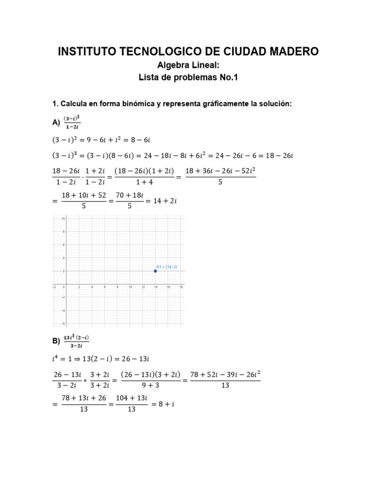 Problemas de Álgebra Lineal y Números Complejos | PDF | Matemáticas ...