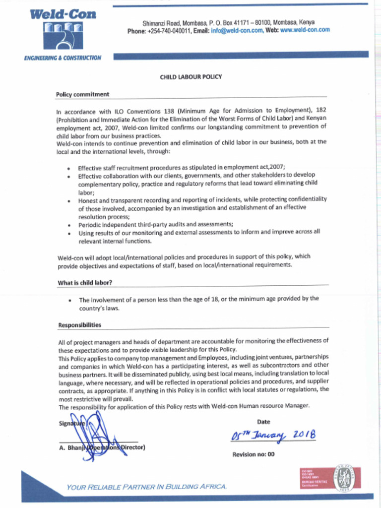 Child Labour Policy | PDF