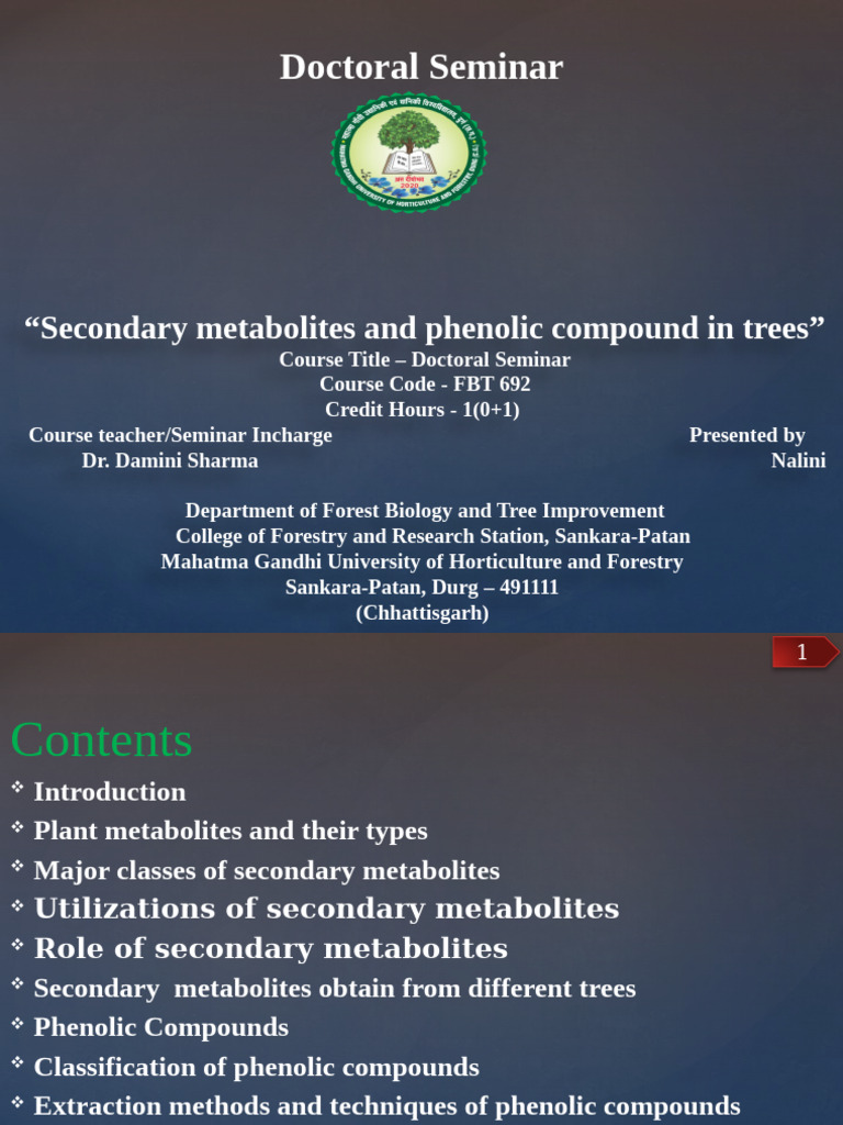 Secondary Metabolites in Trees Overview | PDF | Polyphenol | Phenolic ...