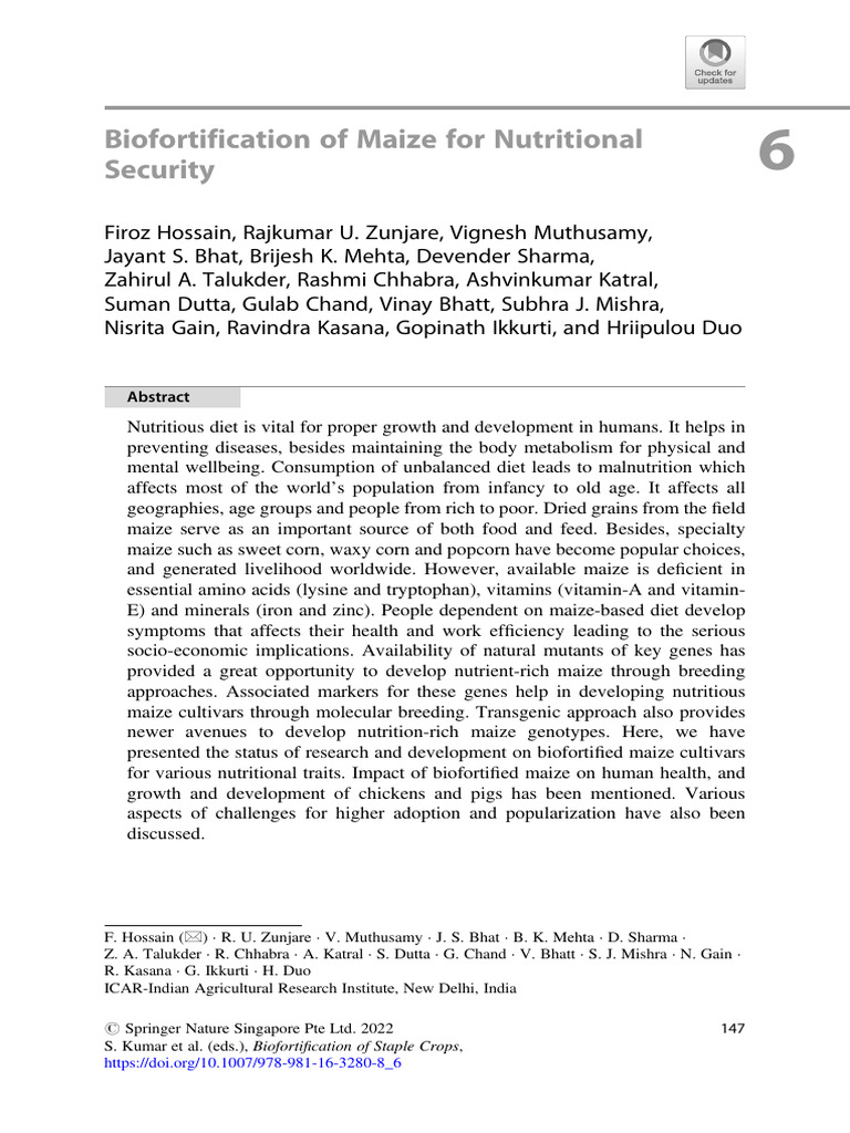 Biofortification of Maize for Nutrition | PDF | Vitamin E | Maize