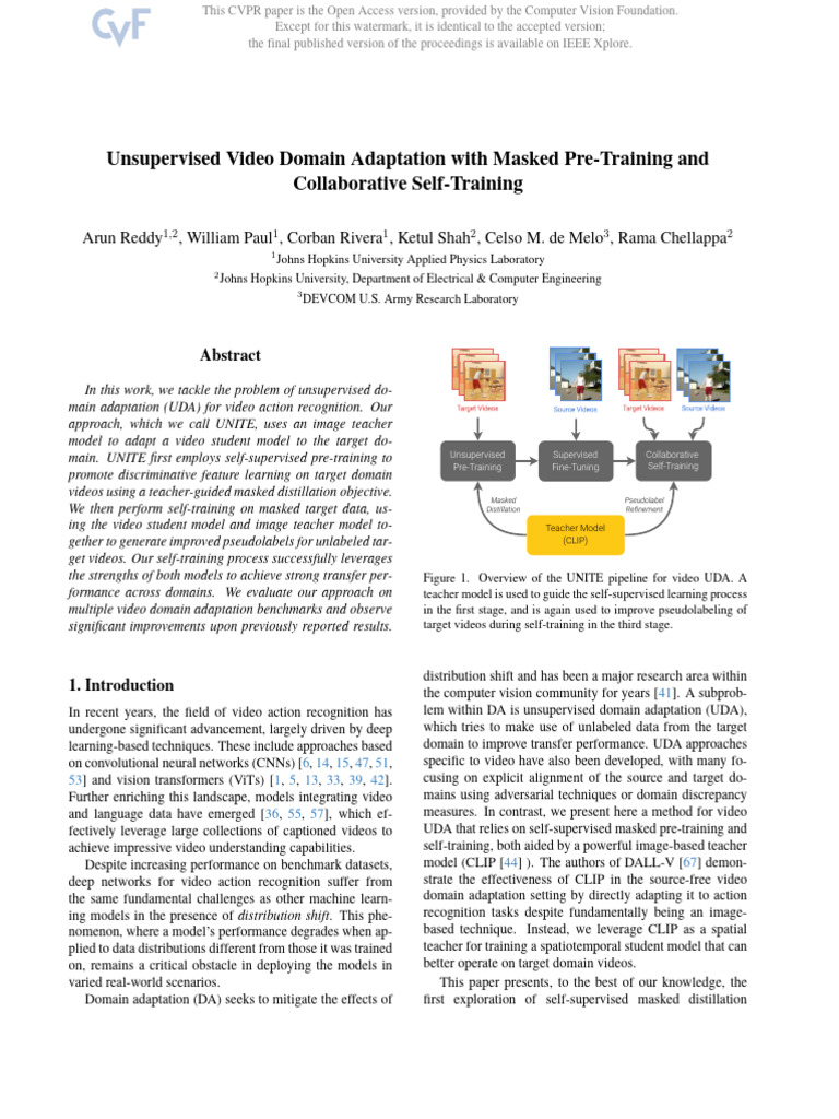 Reddy Unsupervised Video Domain Adaptation With Masked Pre-Training and ...