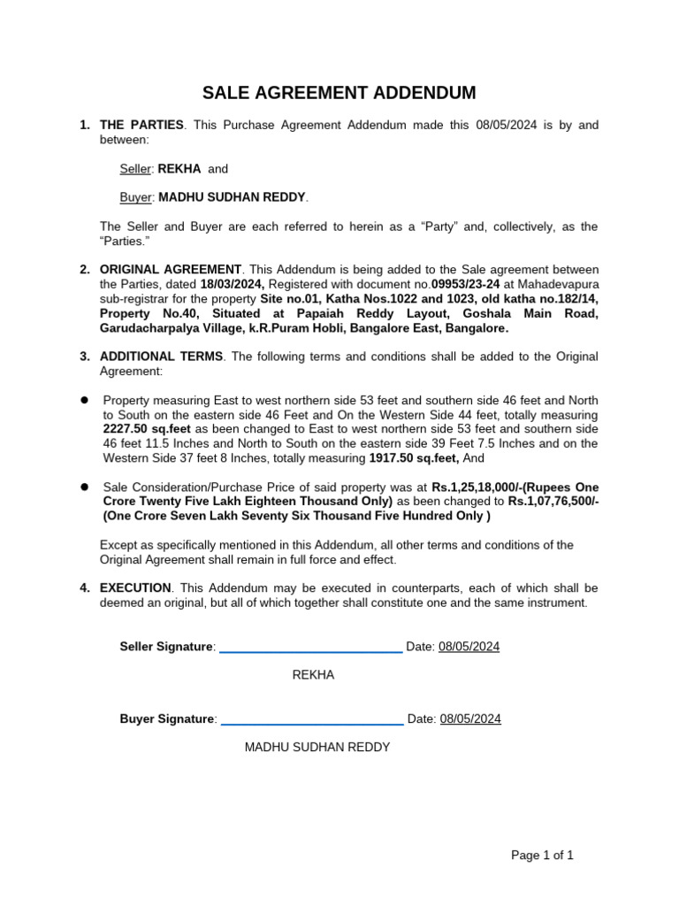 Sale Addendum | PDF