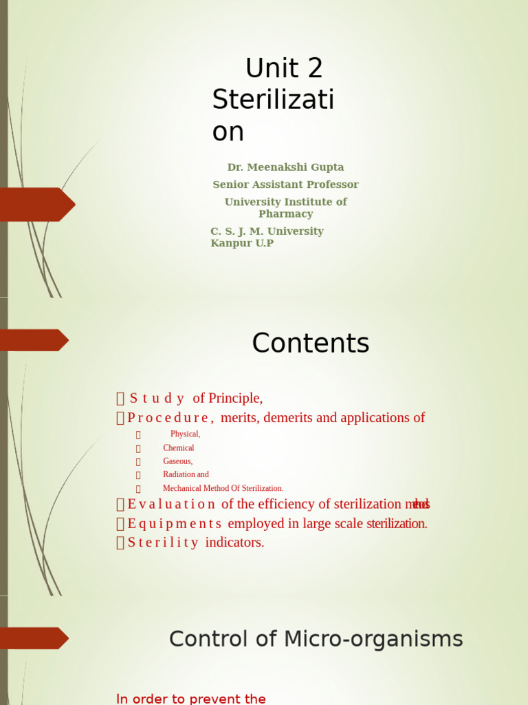 Methods and Principles of Sterilization | PDF | Sterilization ...