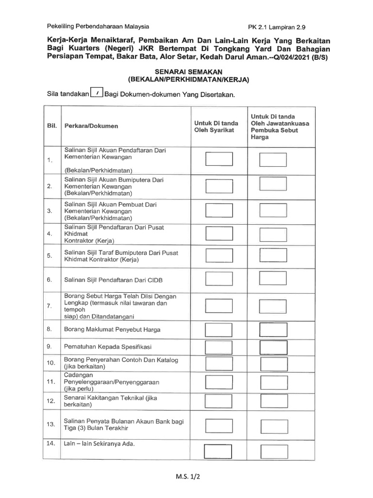 Contoh BQ Baiki Kuarters | PDF