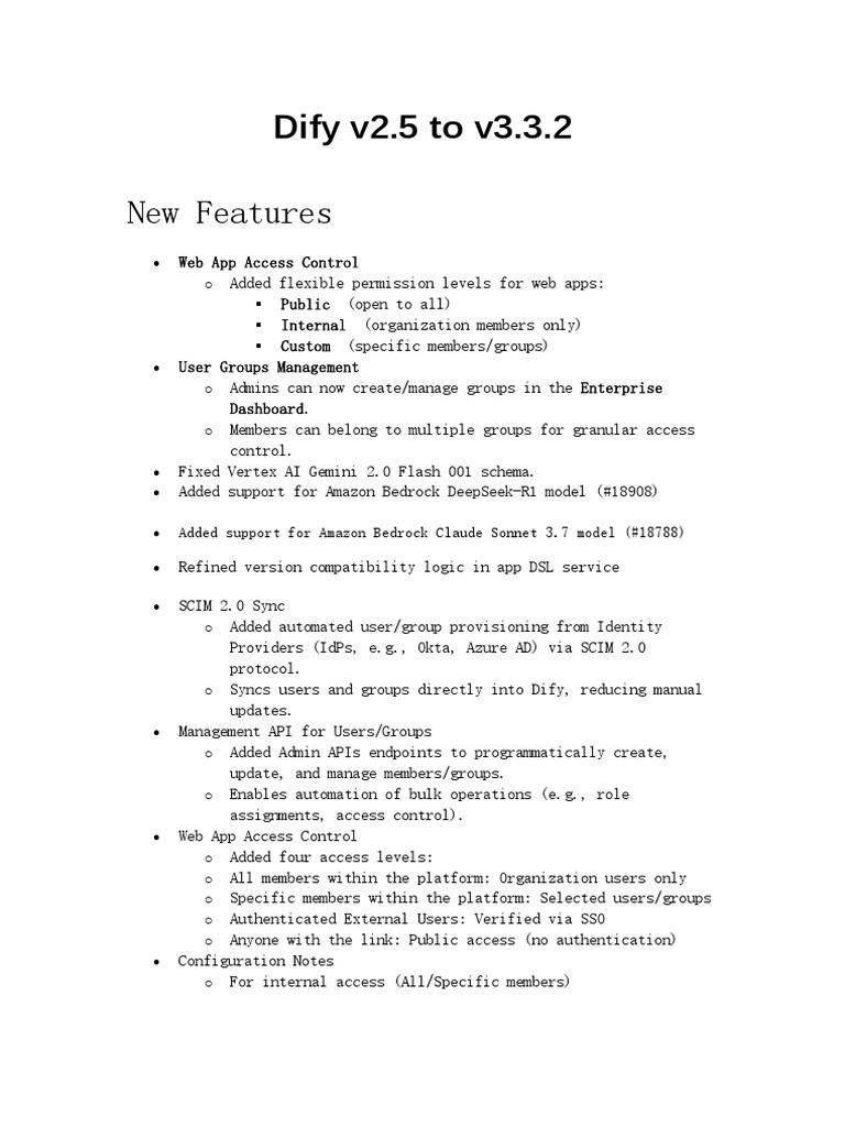 Dify v2.5 to v3.3.2 Release Notes | PDF | Computer Science | Computing