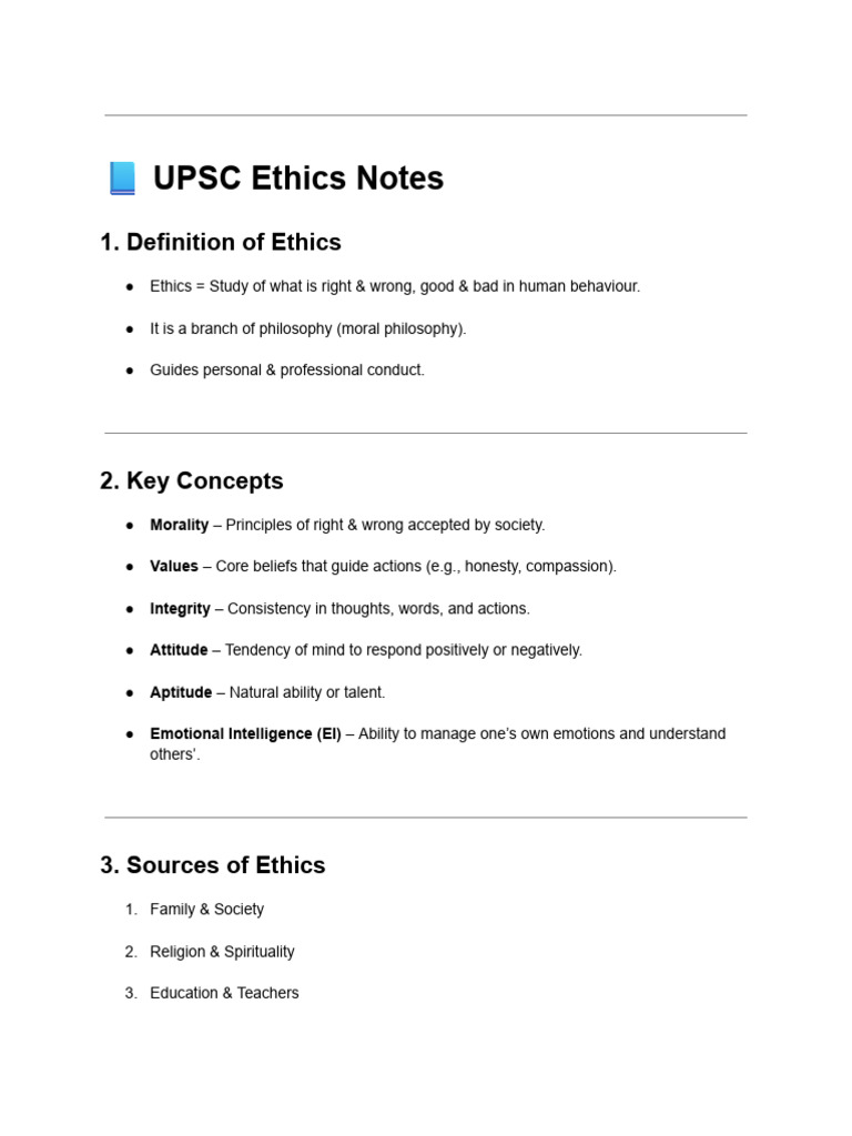 UPSC Ethics Overview and Key Concepts | PDF