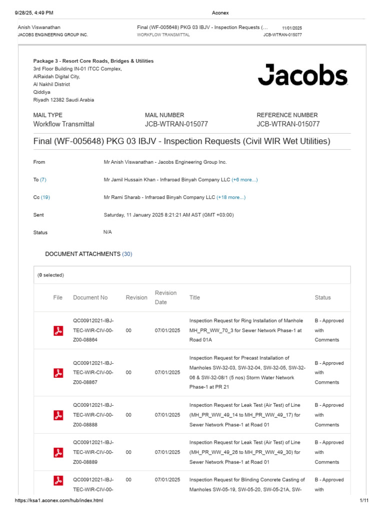 Inspection Requests for Utilities Package | PDF | Sanitary Sewer ...