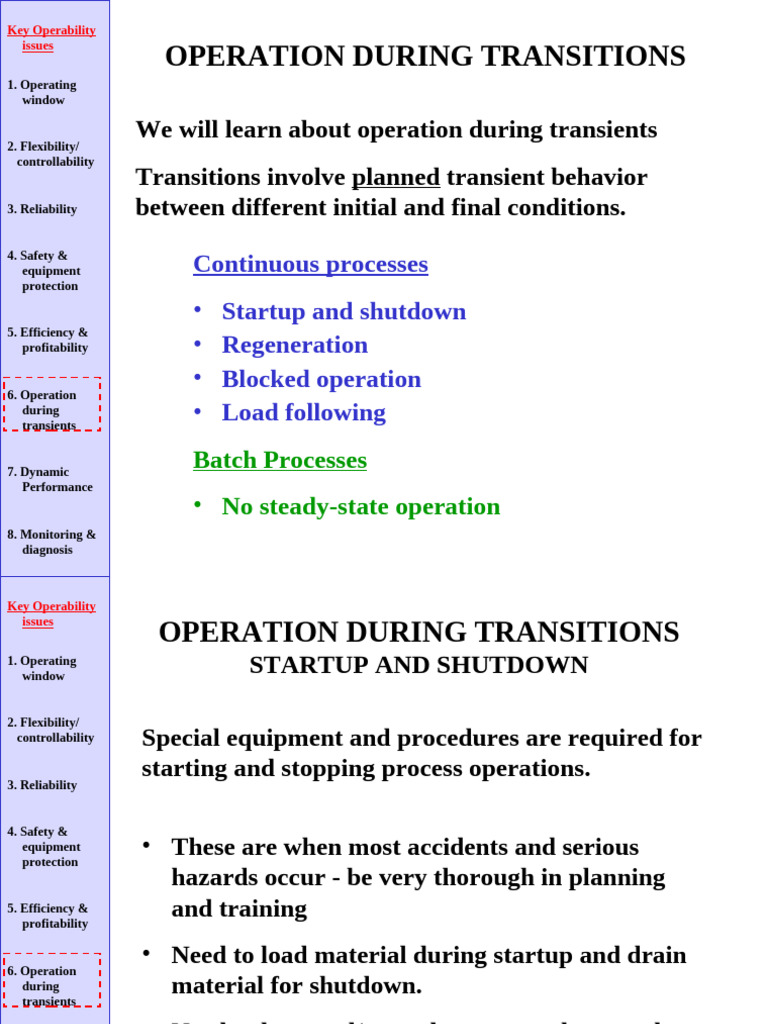 Operation Strategies for Transitions | PDF | Chemical Reactor | Boiler