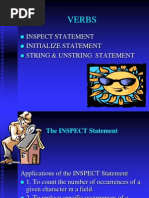 Verbs: Inspect Statement Initialize Statement String & Unstring Statement