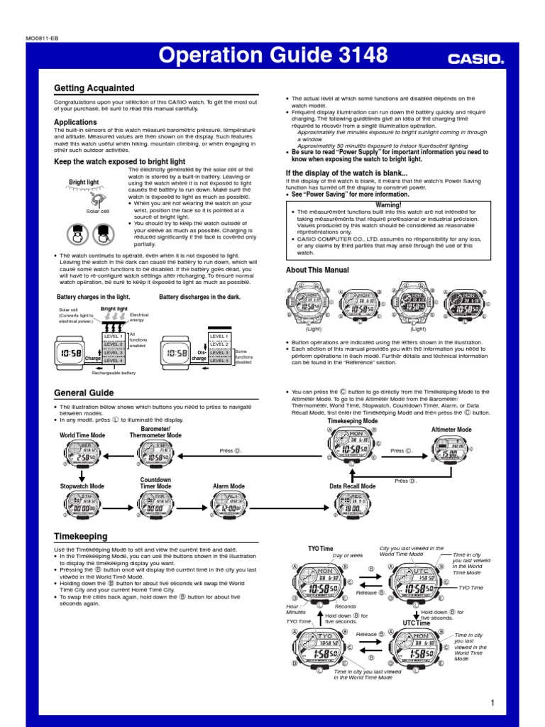Casio G-Shock Riseman 9200 Manual | PDF | Atmospheric Pressure