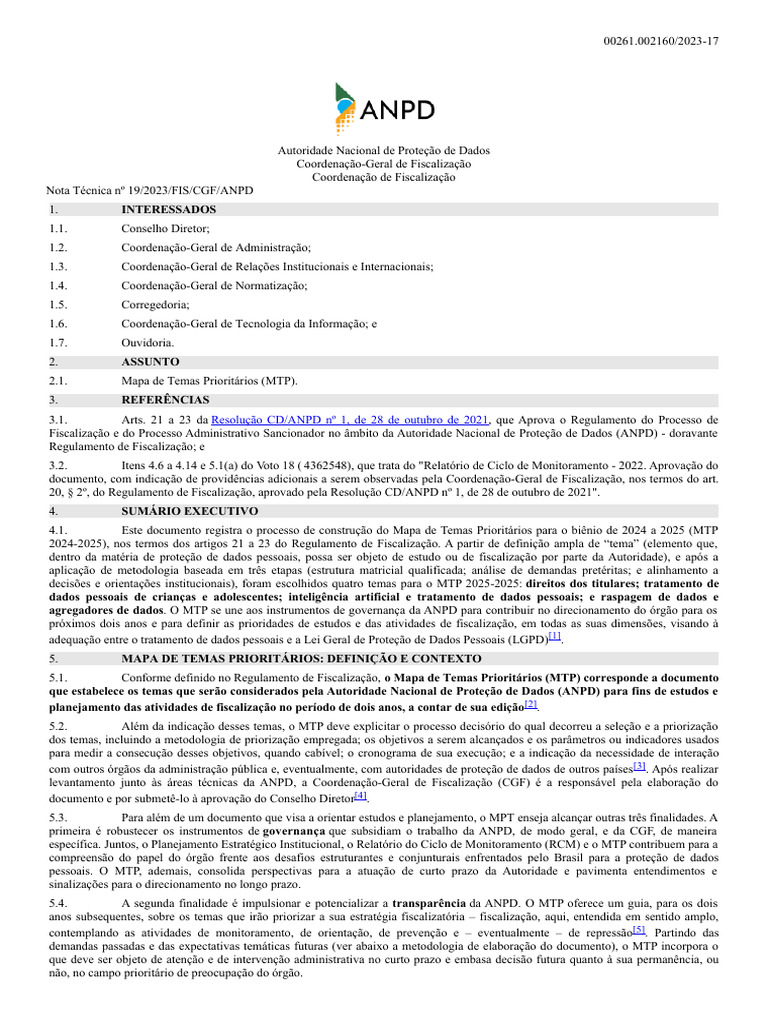 Mapa de Temas Prioritários ANPD 2024-2025 | PDF | Privacidade de ...