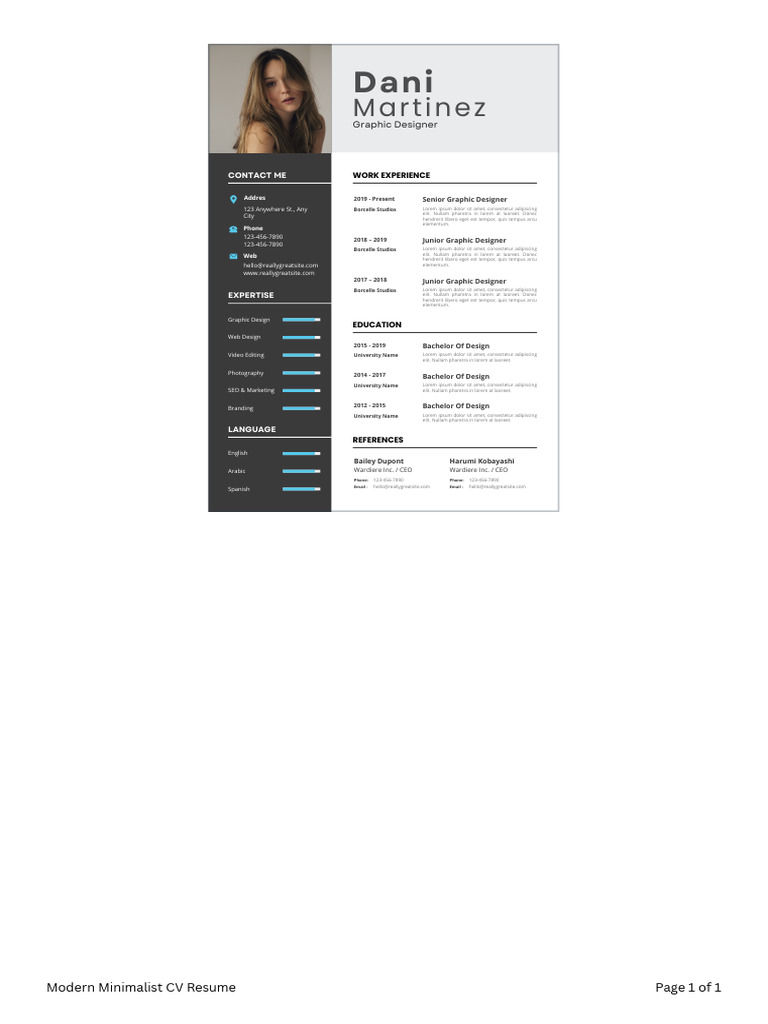 Modern Minimalist CV Resume | PDF | Design