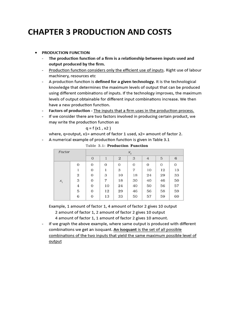 Production Functions and Cost Analysis | PDF | Production Function ...