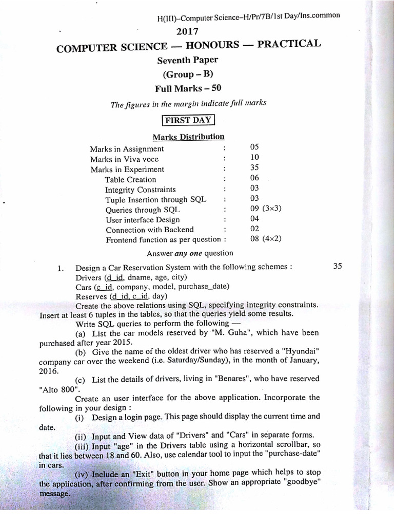C.U Part 3 Practical 2017 | PDF