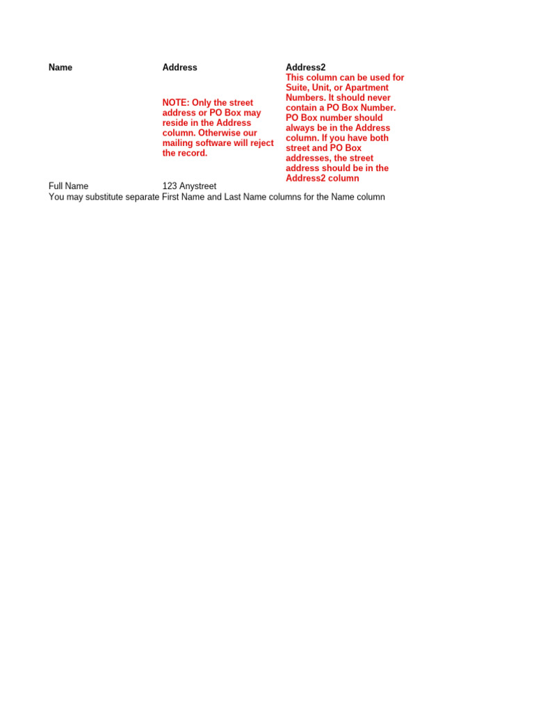 Mailing List Template | PDF