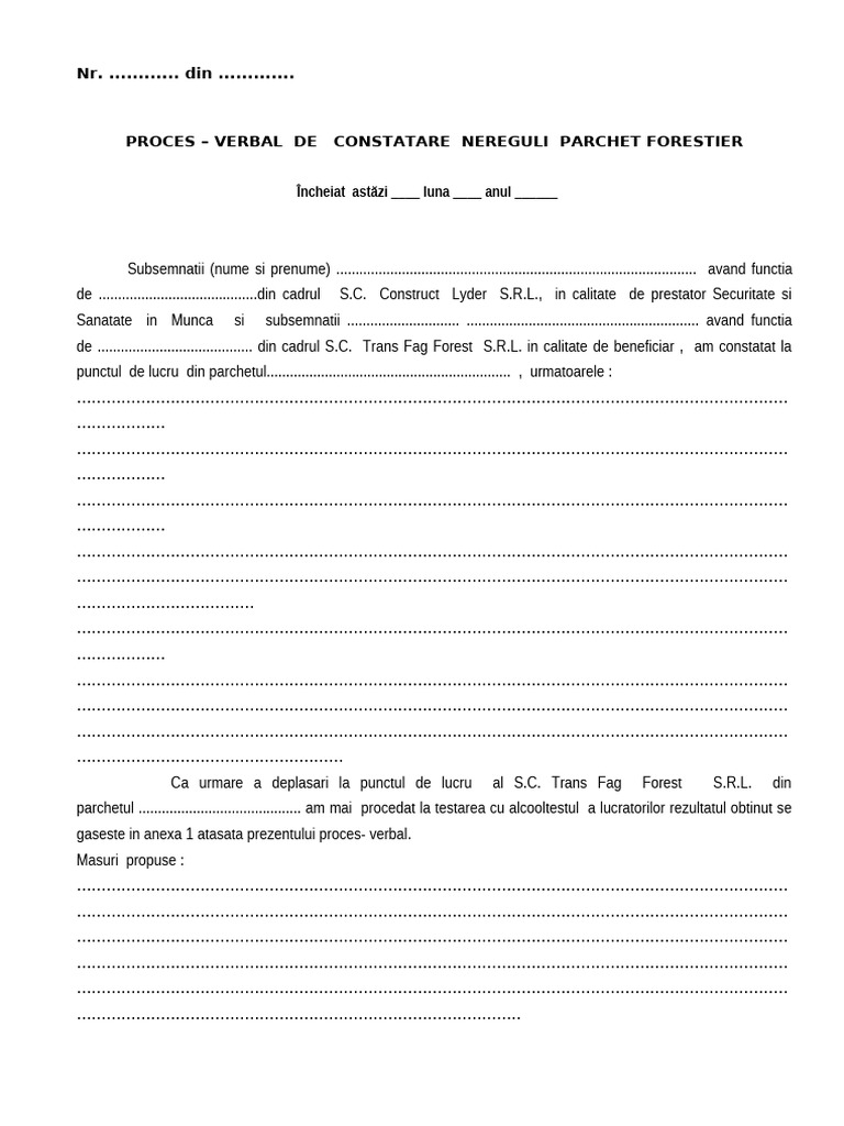 Model Proces Verbal | PDF