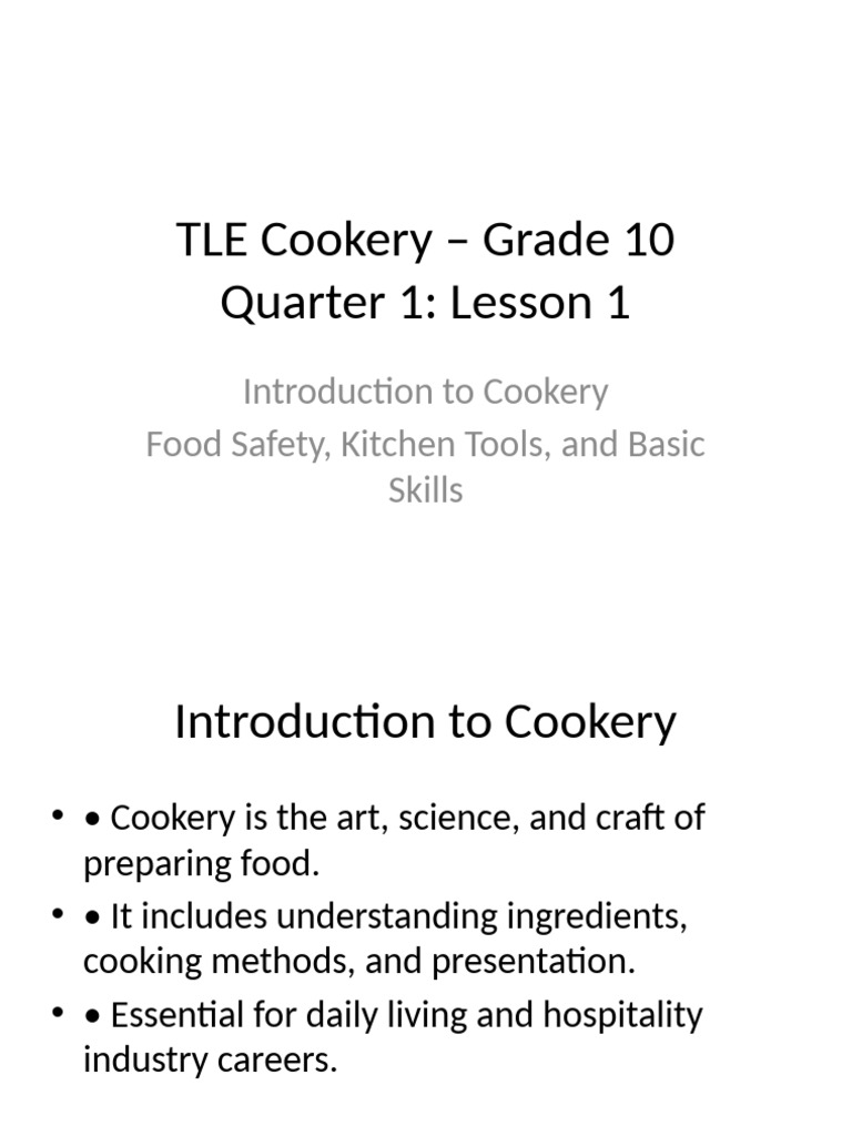 Grade 10 Cookery: Food Safety & Skills | PDF