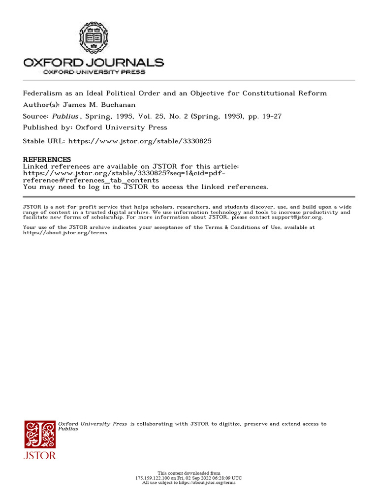 Federalism: Ideal Political Order Analysis | PDF | Federalism | The ...