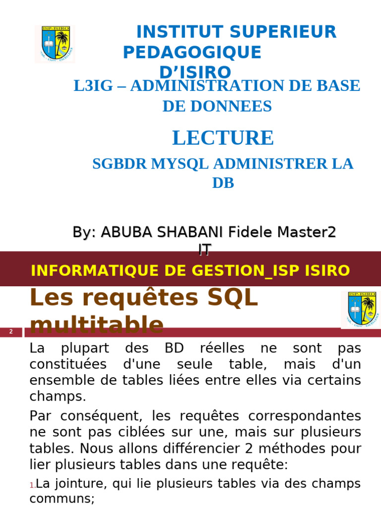 Requêtes SQL multitabelles avec MySQL | PDF | SQL | Base de données ...