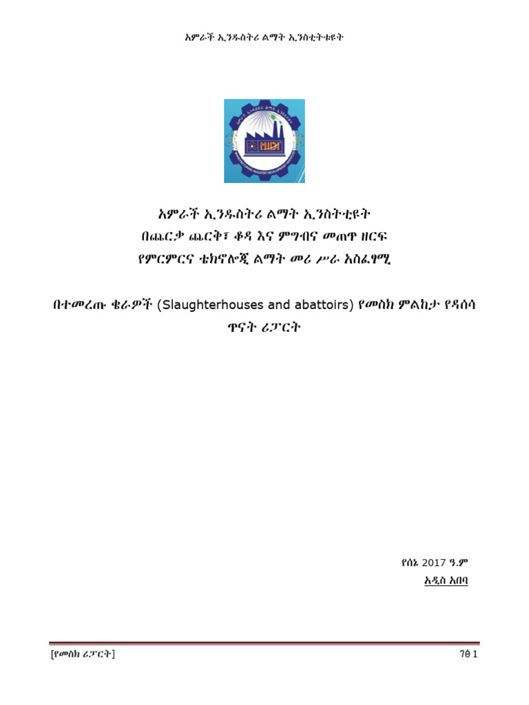 Compiled Report On Assessment of Slaughterhouses First Draft | PDF