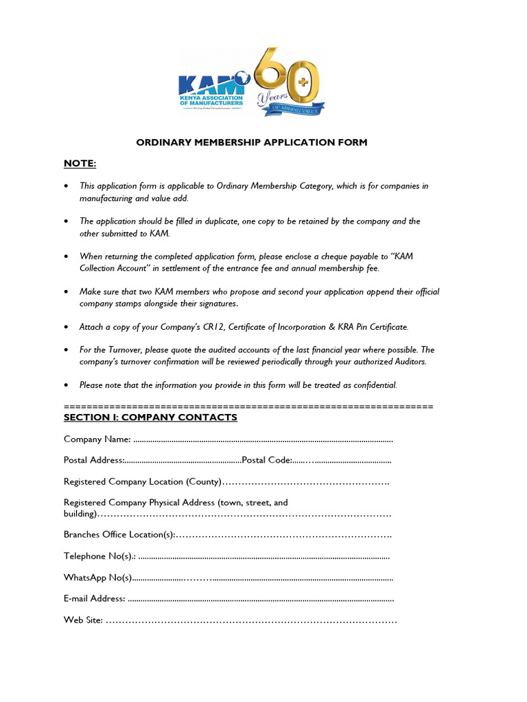 Ordinary Membership Application Form | PDF | Taxes | Payments