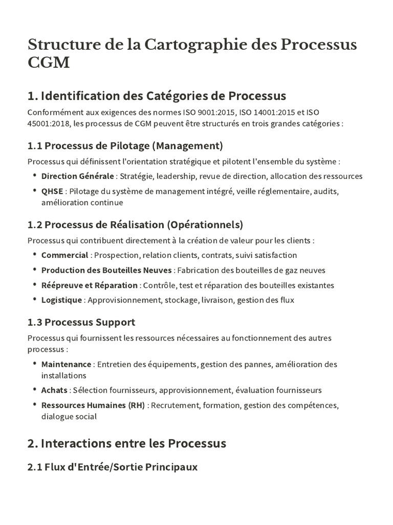 Cartographie des Processus QHSE CGM | PDF | Gestion des ressources ...