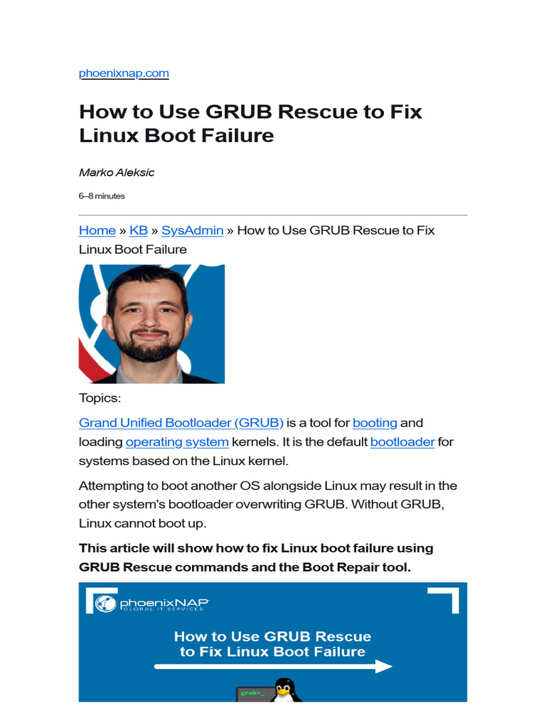 Fixing Linux Boot with GRUB Rescue | PDF | Booting | Utility Software