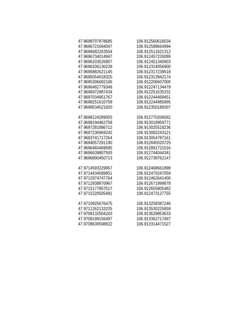 Geographic Coordinate Data Points | PDF