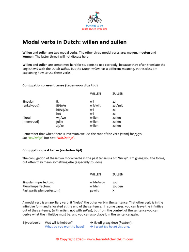 Using Willen and Zullen in Dutch | PDF | Verb | Grammatical Tense