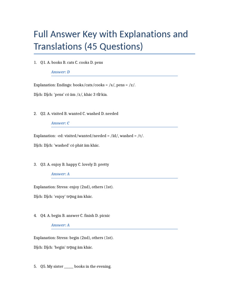 Answer Key Full 45 | PDF