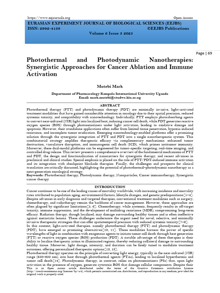 Photothermal and Photodynamic Nanotherapies: Synergistic Approaches For ...