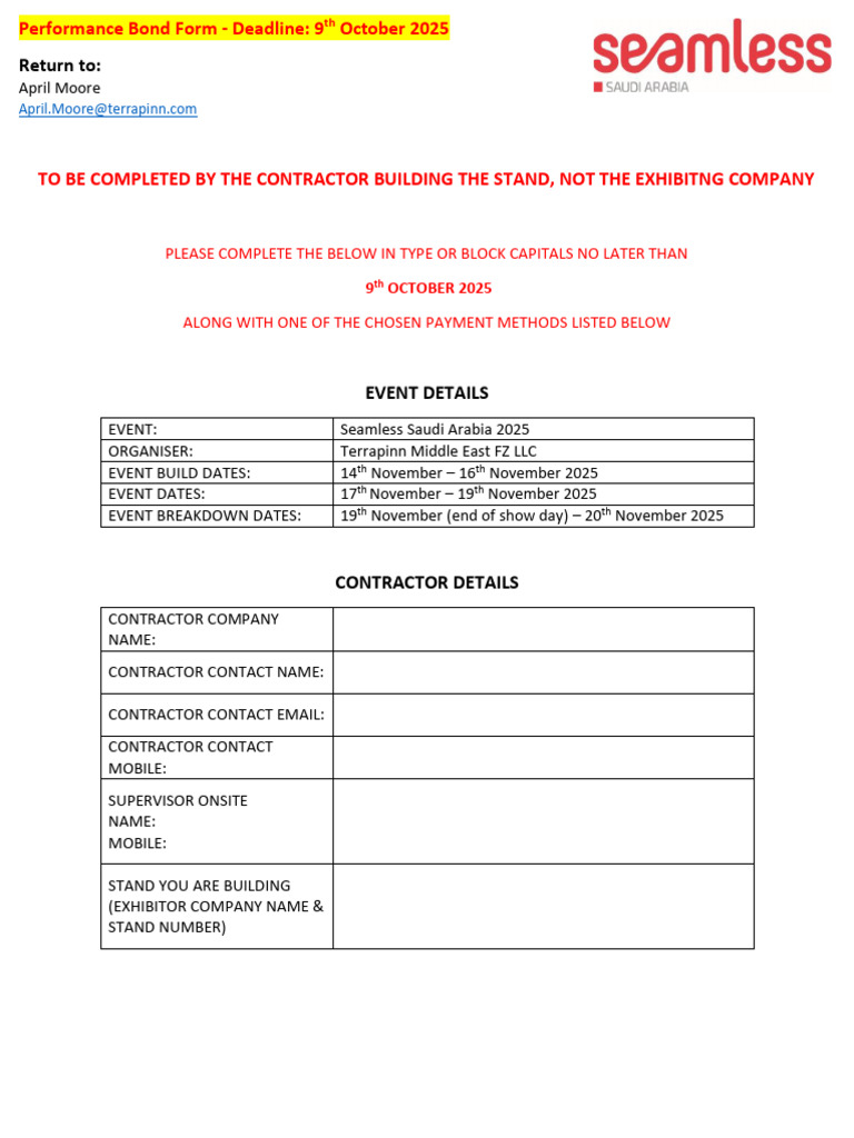 Seamless KSA Performance Bond Form 2025 | PDF | Cheque | Banks