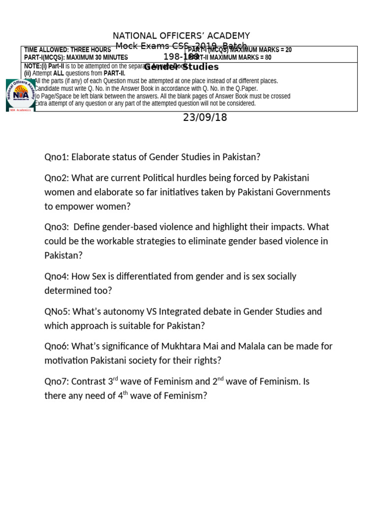 Gender Studies Paper | PDF