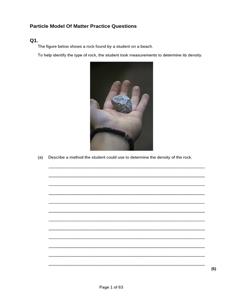 Particle Model of Matter Practice Questions | PDF | Gases | Heat